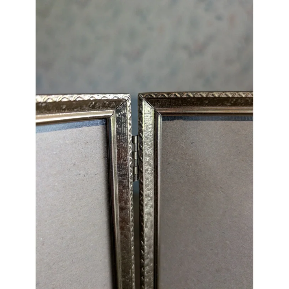Vintage Brass Double Folding Picture Frame 8x10 Gold Ornate Hinged‎ Hollywood